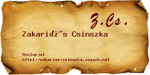 Zakariás Csinszka névjegykártya